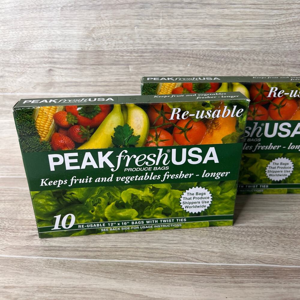 Peak Fresh Re-Usable Produce Bags Set of Two (20 bags total) by Peak Fresh